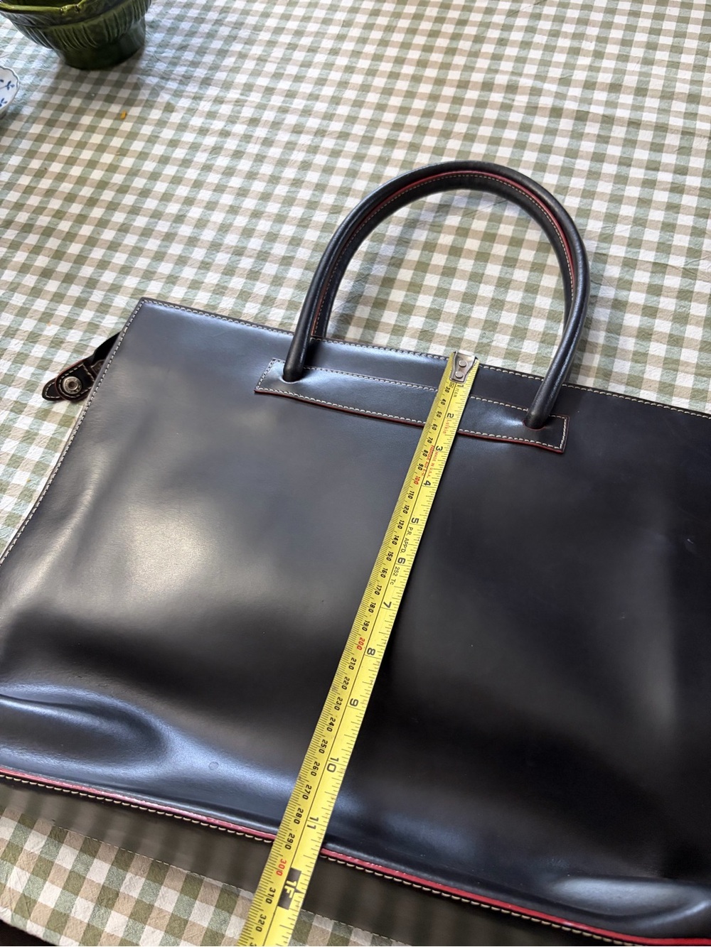 Lodis Black Leather Laptop Tote with Red Piping - Picture 2 of 9